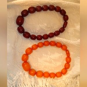 Bakelite Cherry and Butterscotch Necklaces Heavy